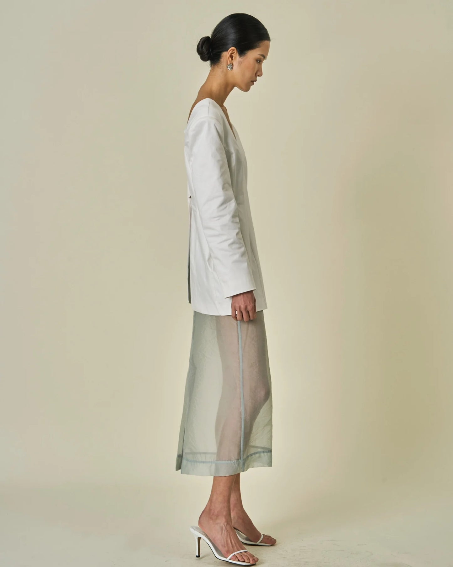 YANA Cotton Open Back Blouse - White - SUENE