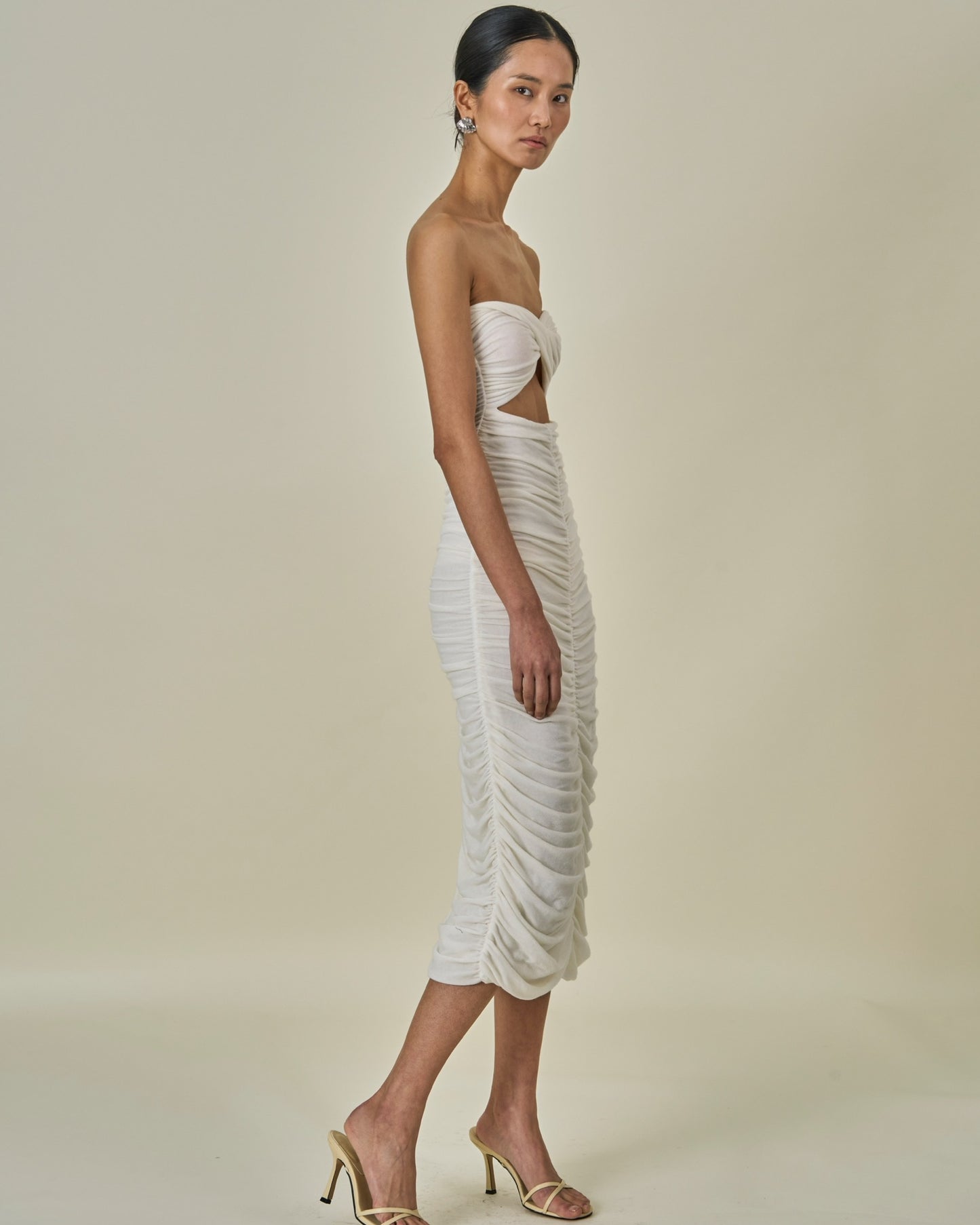 JENNY Off-Shoulder Cream Dress - SUENE