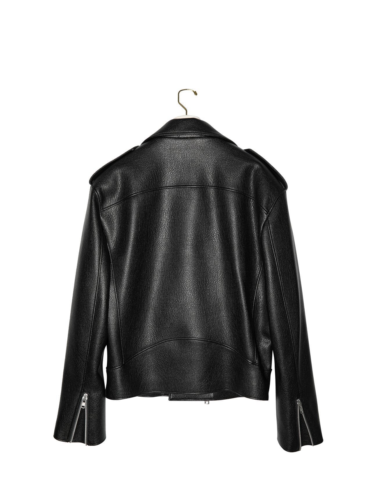ORLANDO Oversized Faux Leather Biker Jacket - Black - SUENE