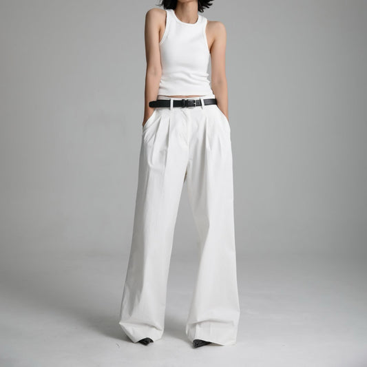 VICKY White Cotton Pants - SUENE
