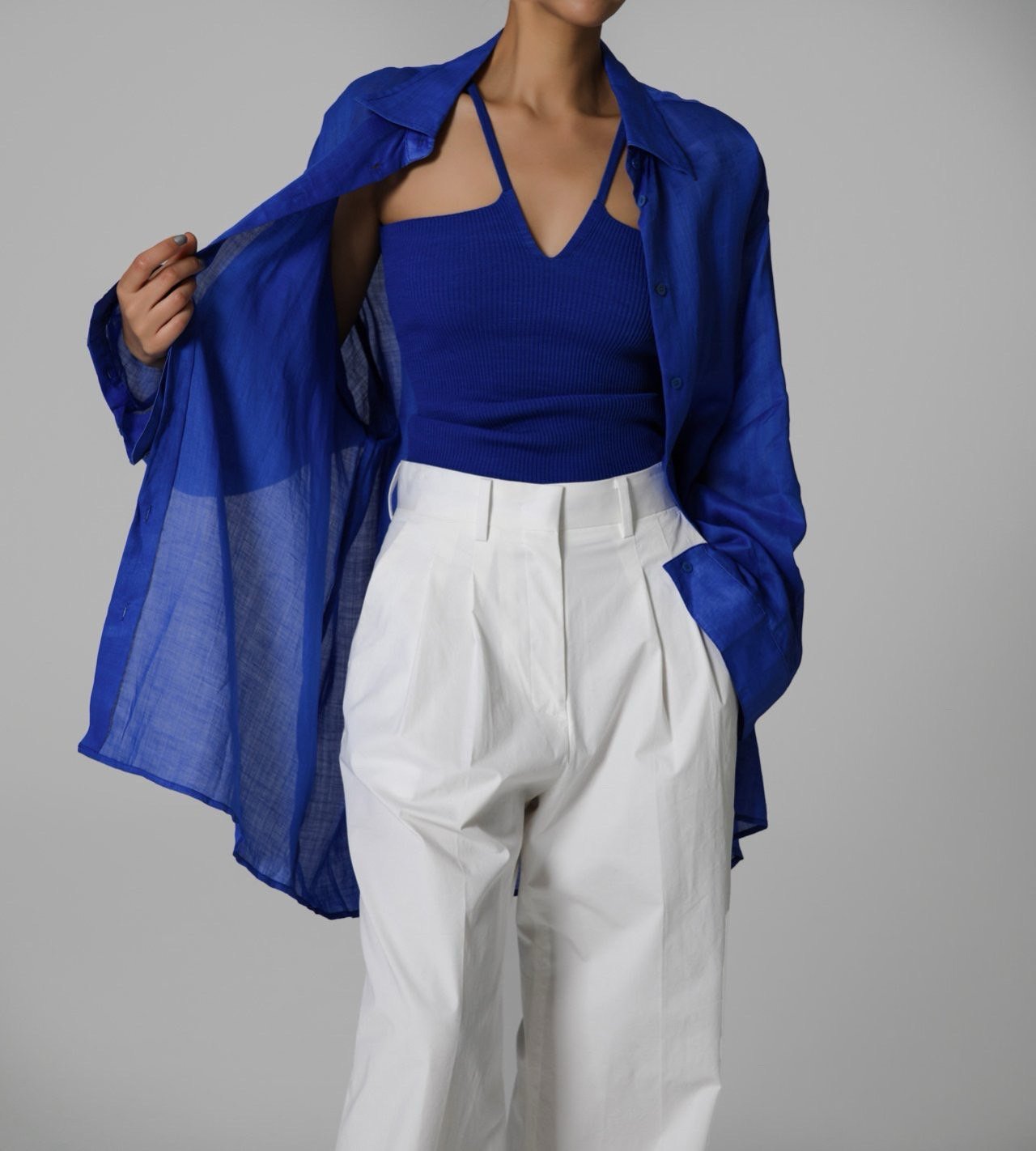 ALESSIA Linen Blue Shirt - SUENE