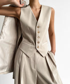DIMITRI Classic Waistcoat - Beige