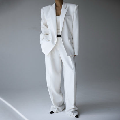 KARINA Oversized Twill Blazer - White - SUENE
