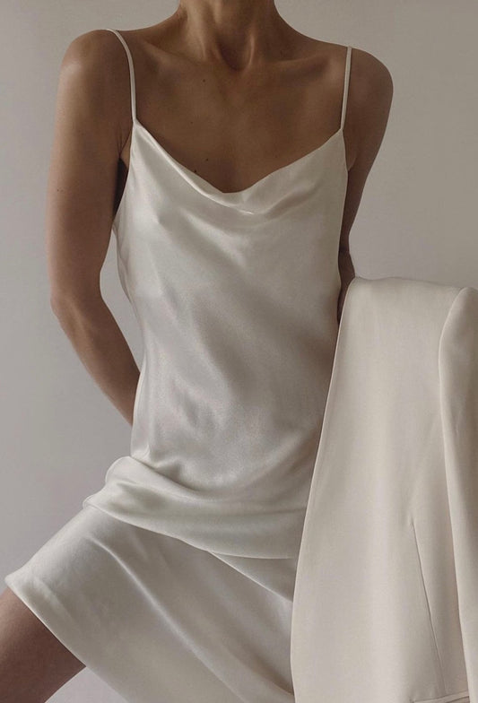 MALINA Ivory Satin Dress - SUENE
