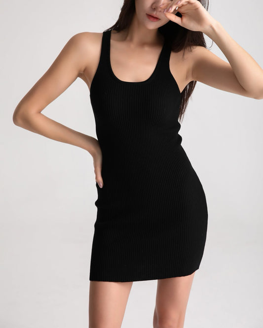 MARINA Ripped Mini Dress - Black - SUENE