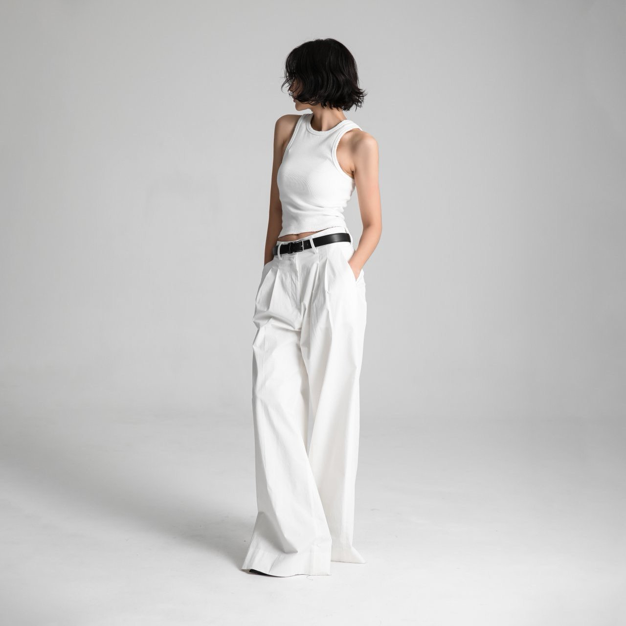 VICKY White Cotton Pants - SUENE