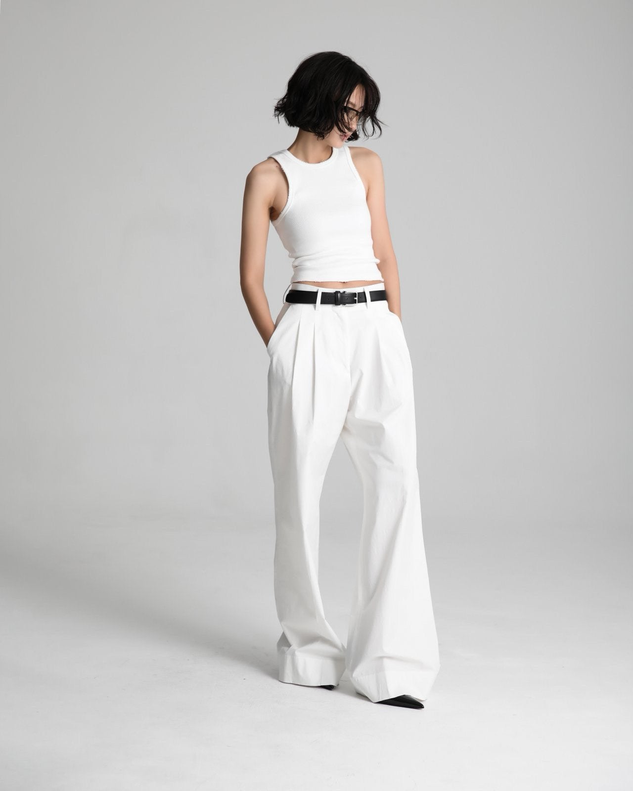 VICKY White Cotton Pants - SUENE