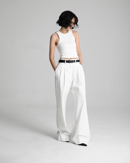 VICKY White Cotton Pants - SUENE